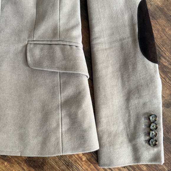 Vintage 2000s Banana Republic Tan Cotton Blazer with Elbow Patches ~ Size Small - Picture 7 of 8